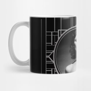 Burlesque Femme Fatale Xarah in black and white old hollywood style Mug